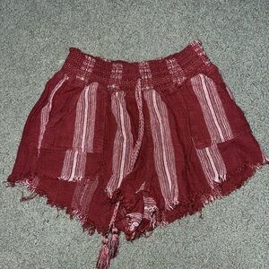 Women's Red Striped Shorts
